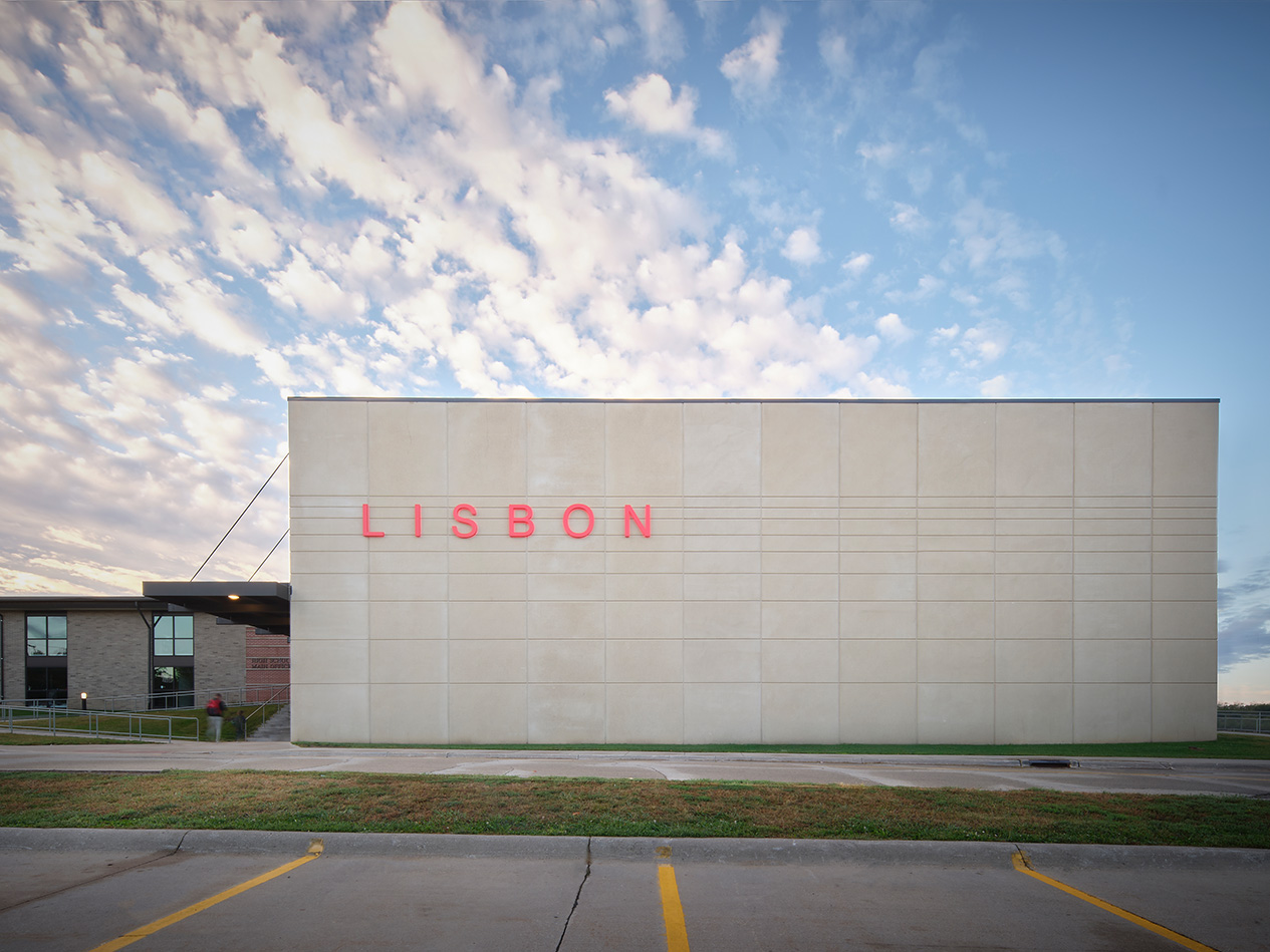 Exterior facade featuring Lisbon Community School District signage and campus identity.