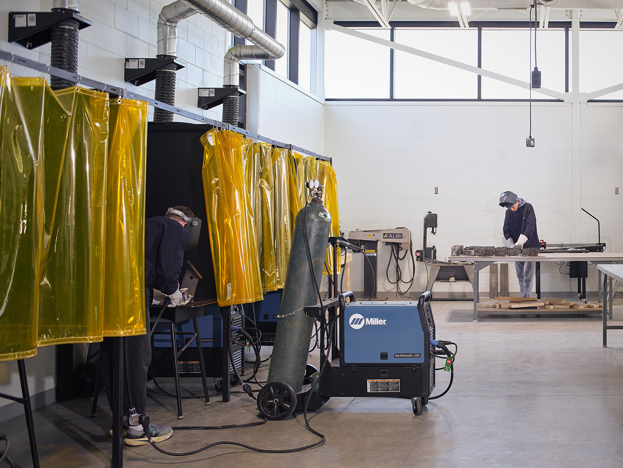 Career and technical education welding lab providing hands-on, skills-based learning opportunities.