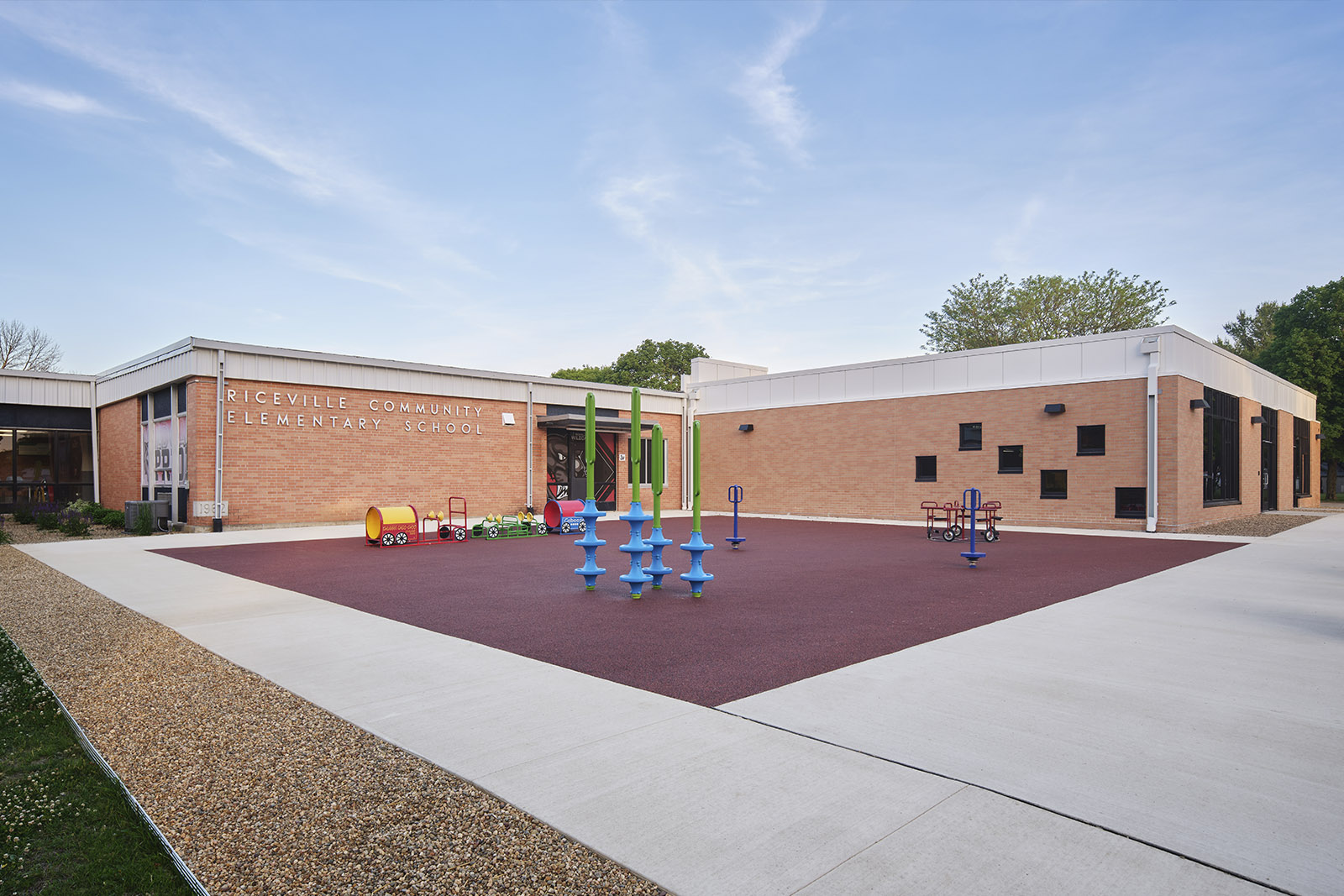 Outdoor play area at the Riceville Daycare Addition with safe recreation space for young learners