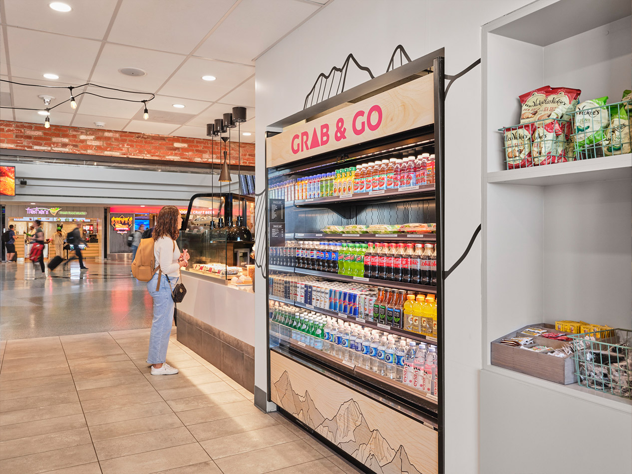 Grab-and-go market and food service counter inside Denver Street Eats